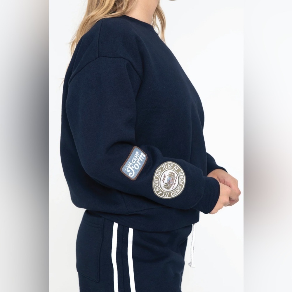 Form “Camp Form” 100% Cotton Navy Pullover Sweater - Picture 3 of 9